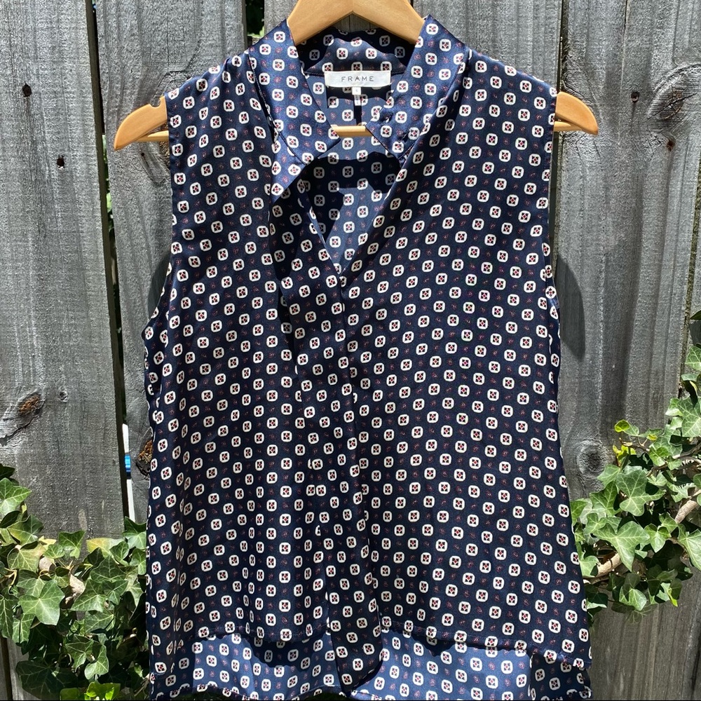 FRAME Silk Foulard Sleeveless Blouse Size Small